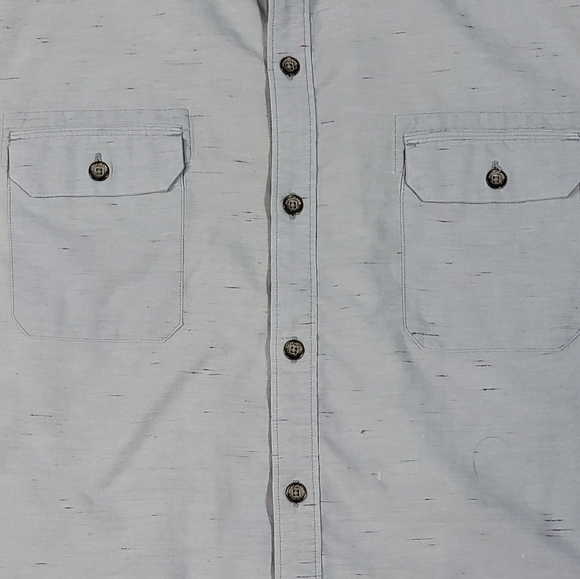 DKNY Jeans Blue Chambray Button Up Shirt Sz Large Casual Paint Splatter Print - Picture 5 of 8